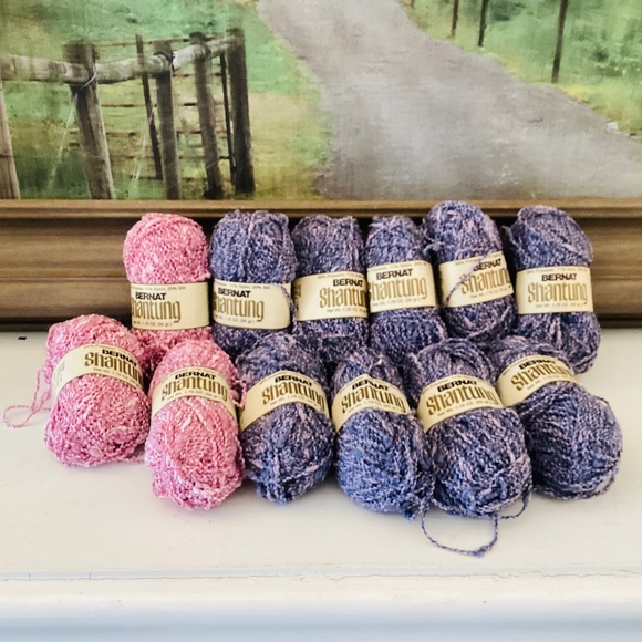 Bernat Shantung Silk Blend Textured Boucle Yarn Lot of 12 Skeins Grape Marsh Htr - Picture 1 of 14